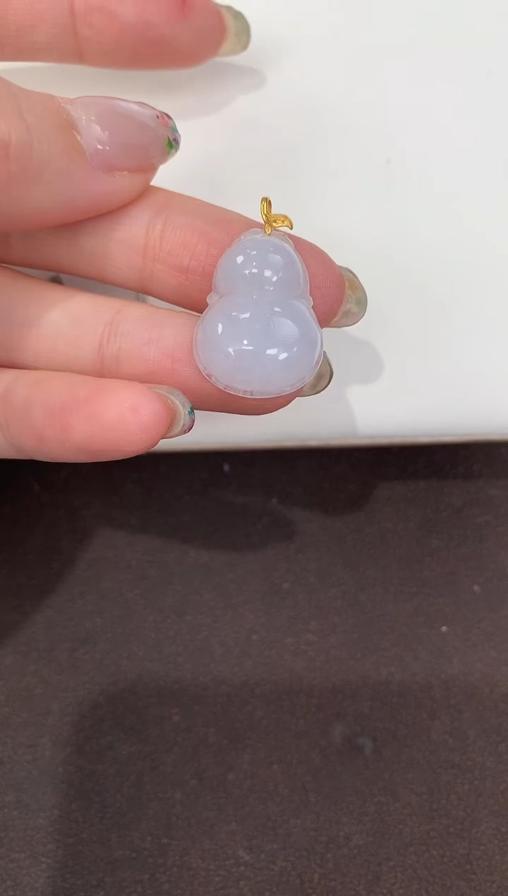 颈饰18K金镶嵌翡翠天然缅甸A货翡翠