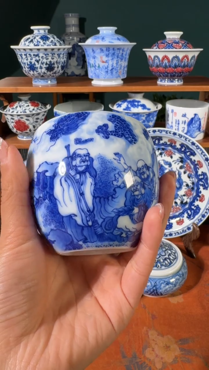 【闪购商品】杯画堂春十八罗汉腰鼓杯