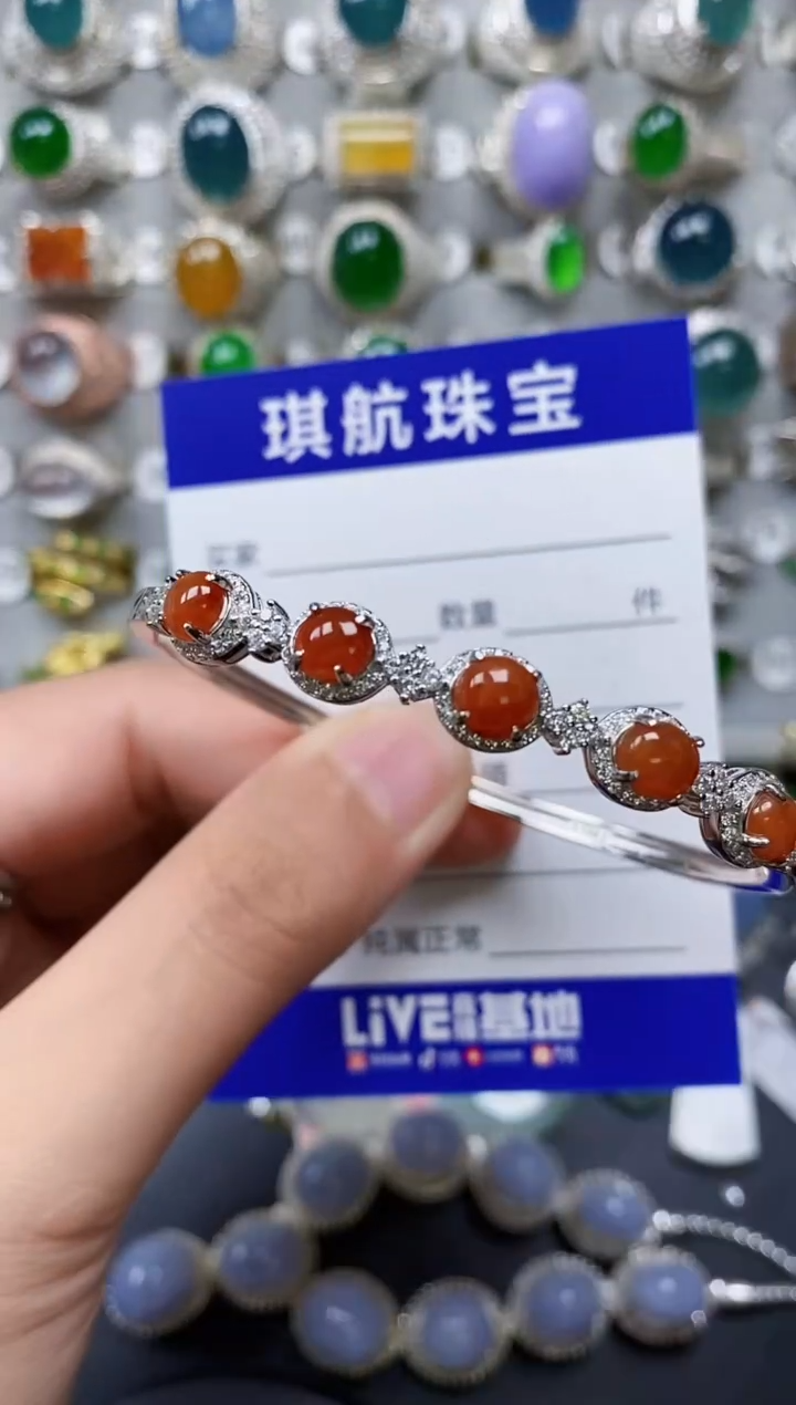 【闪购商品】翡翠手镯银S925镶嵌0145