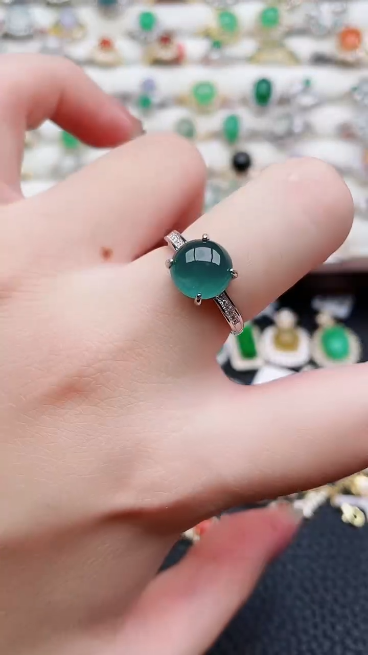 银S925镶嵌戒指翡翠1