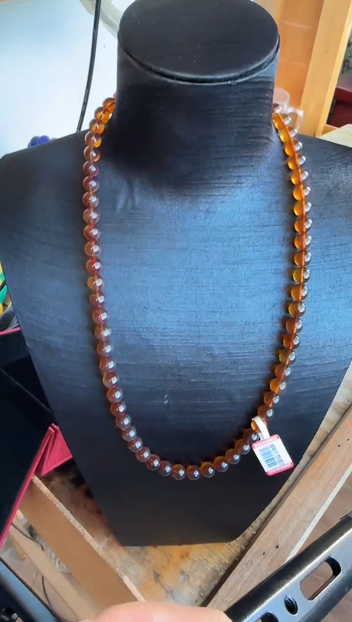 琥珀颈饰未镶嵌#15缅甸琥珀紫罗兰妈妈链8mm