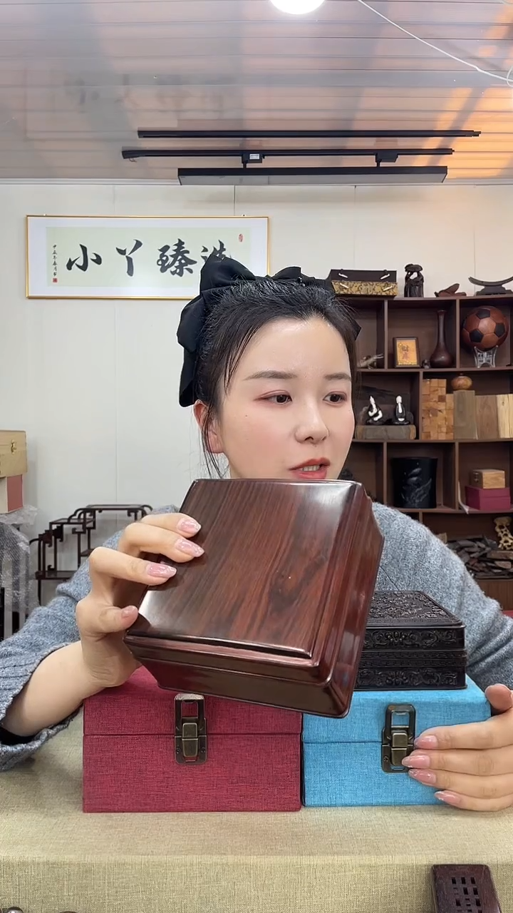 乌木类418大红酸枝素面盒子木木