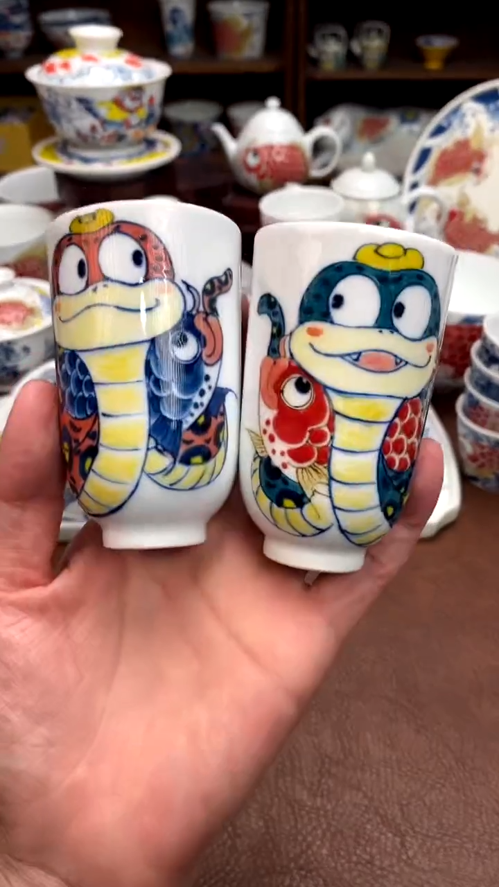 灵蛇闻香杯（一对）景德镇昨明陶瓷