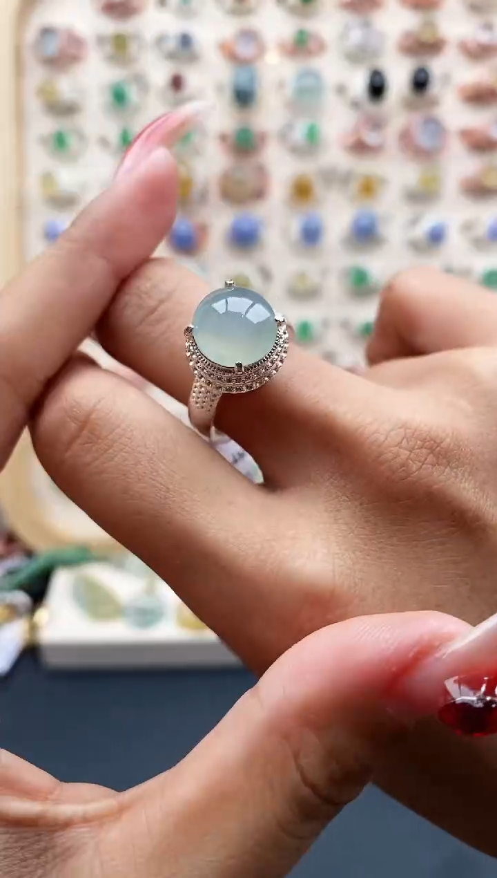 【闪购商品】翡翠戒指未镶嵌缅甸天然A货翡翠555  9+6