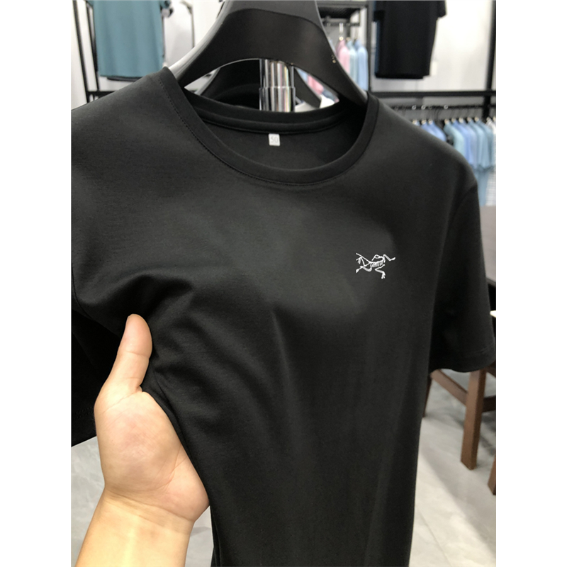 海外撤柜刺绣鸟短袖t恤男中青年休闲冰丝新款百搭圆领上衣打底衫
