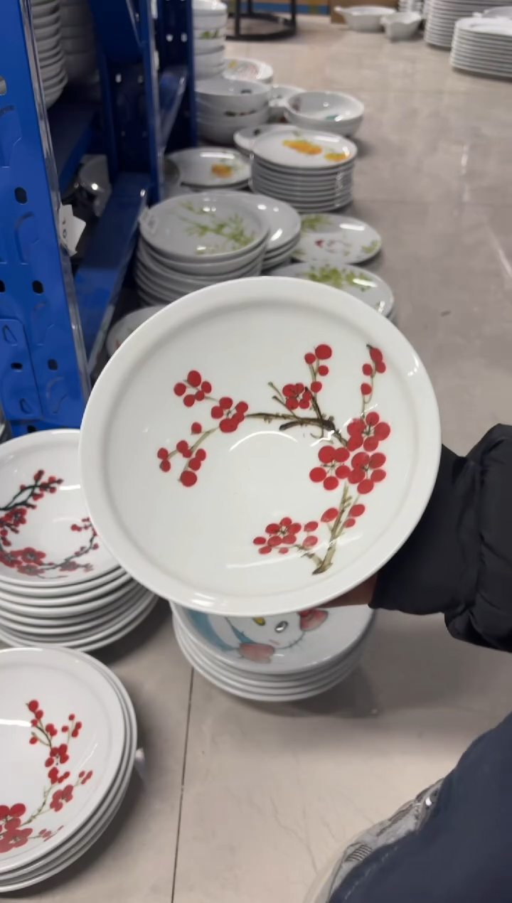 景德镇手绘釉中彩（食品级）大号斗笠碗