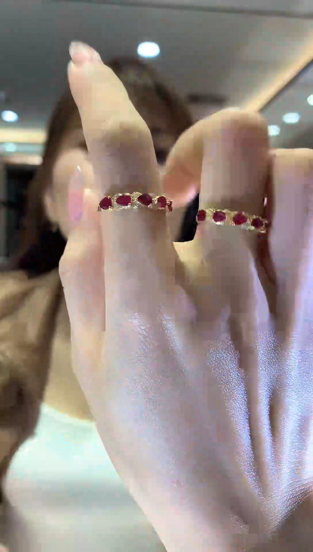 【闪购商品】红宝石戒指18K金镶嵌1克拉红宝石戒指多样性发一