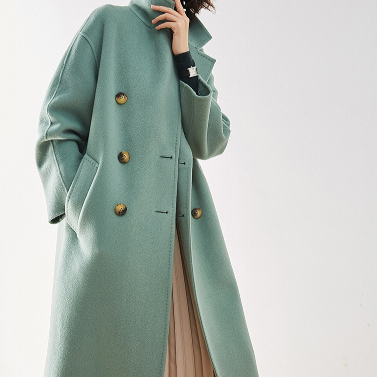 【30羊绒】801系列宽松显瘦长款欧美休闲双面羊绒毛呢大衣女13012