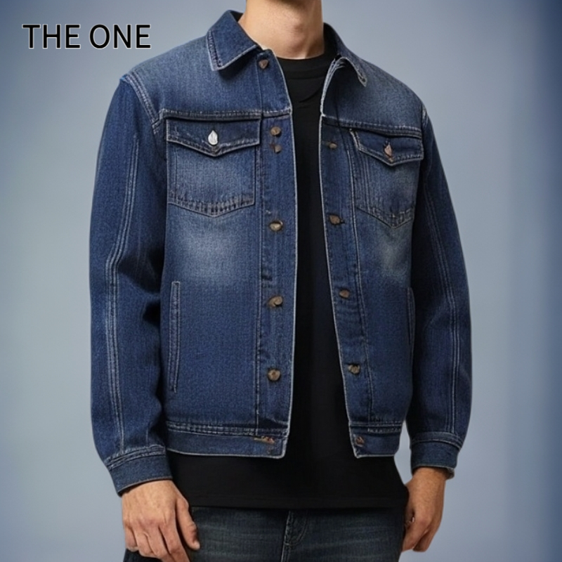 印花水洗秋季耐磨春秋翻领男牛仔韩版宽松休闲外套25W001