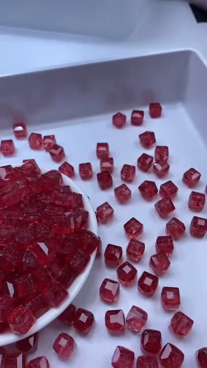 颈饰未镶嵌水晶W3185-红色碧玺方糖10mm*10颗