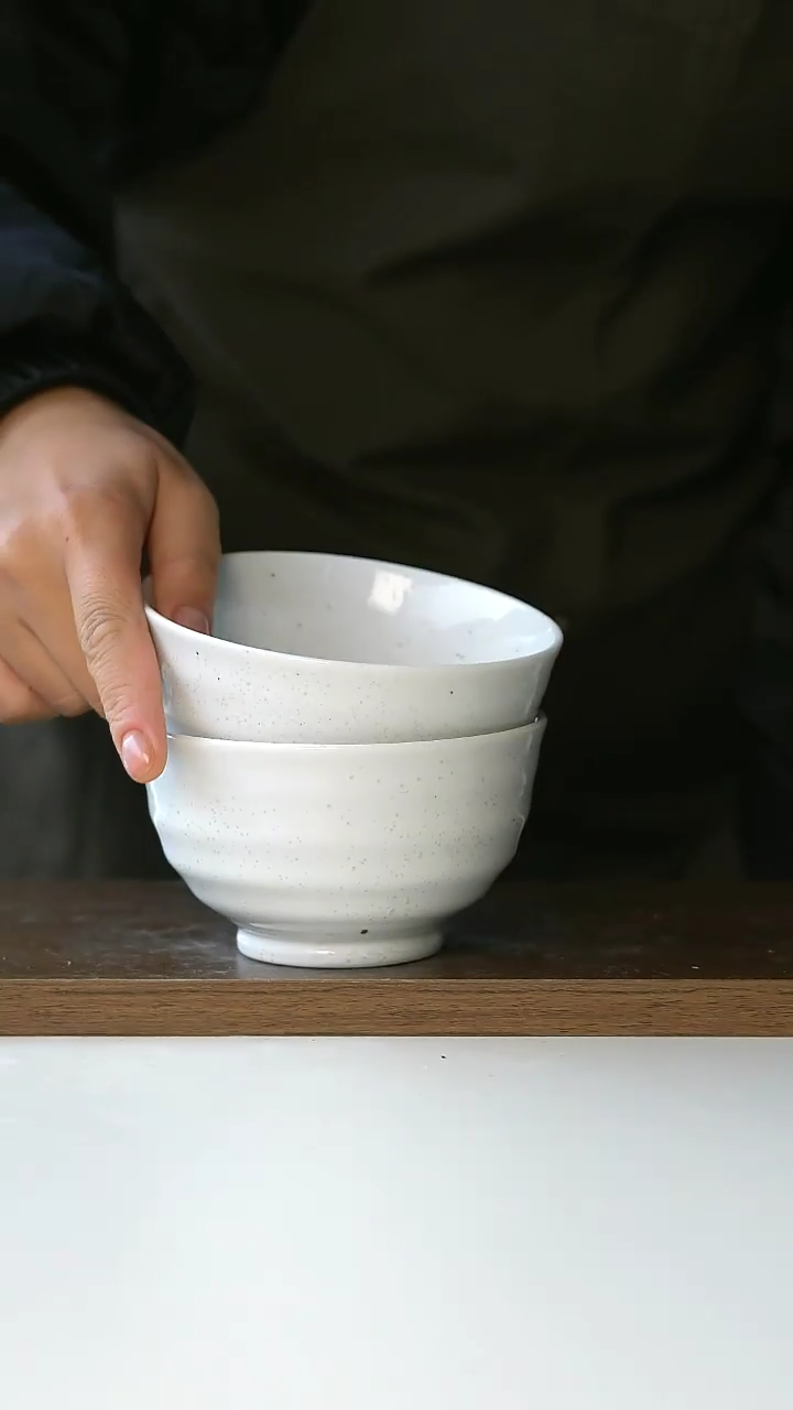 【闪购商品】陶瓷日式螺纹米饭碗2只装微瑕@4-2@