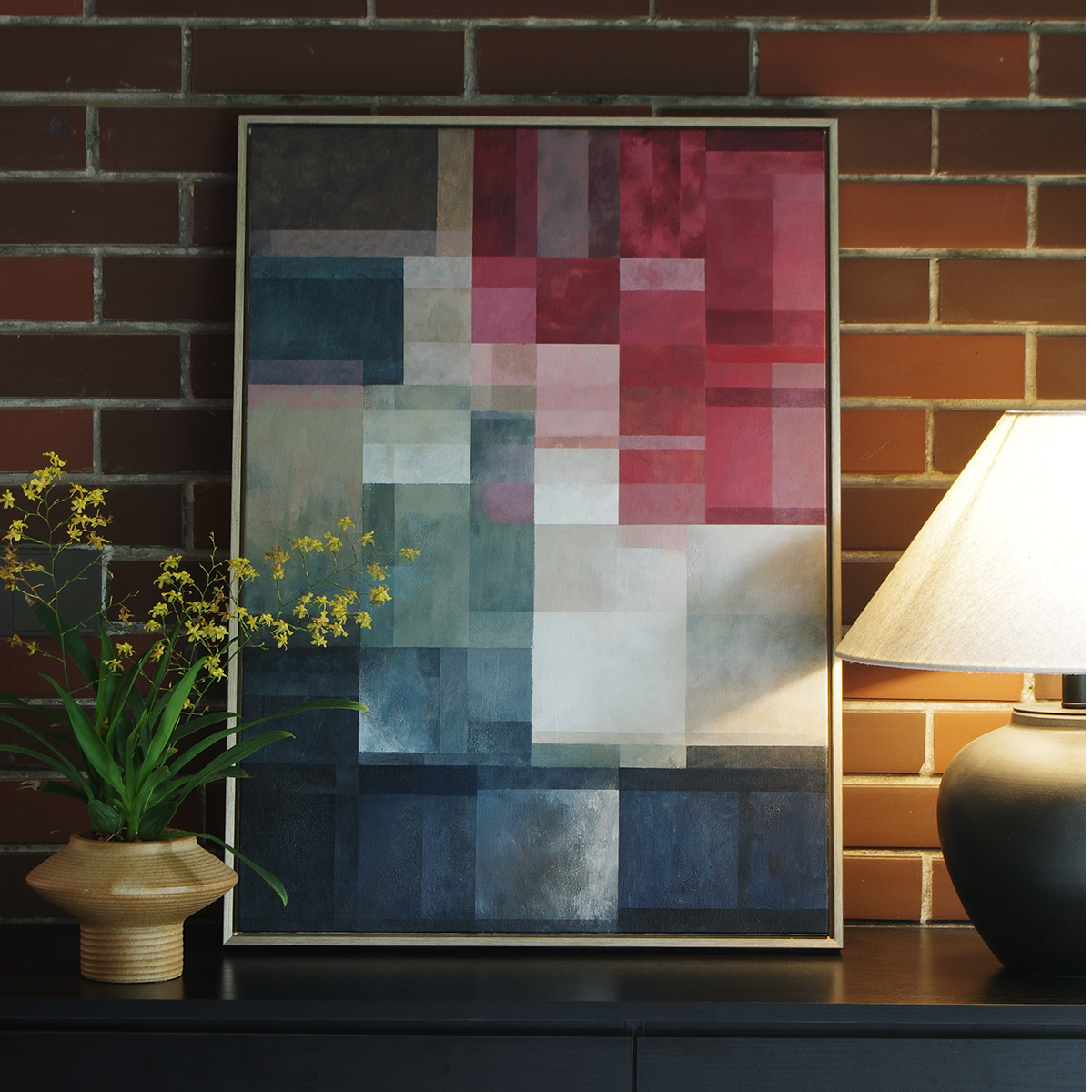 现代抽象色块纯手绘装饰画