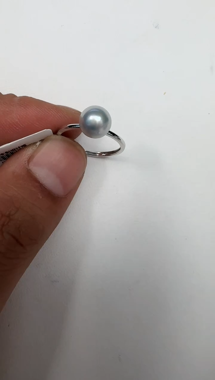 银S925镶嵌戒指海水珍珠戒指