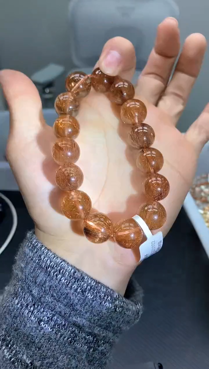 未镶嵌手串水晶B2赤金发15mm