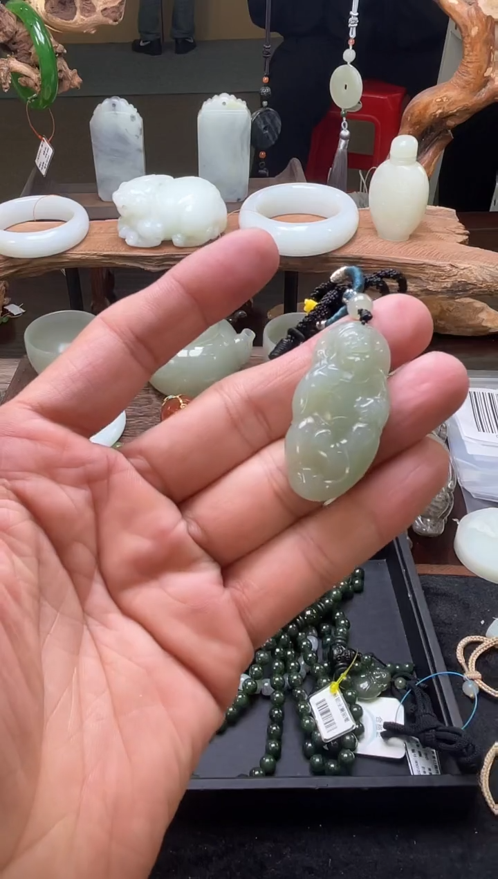 【闪购商品】和田玉吊坠未镶嵌且末青白 财神822515