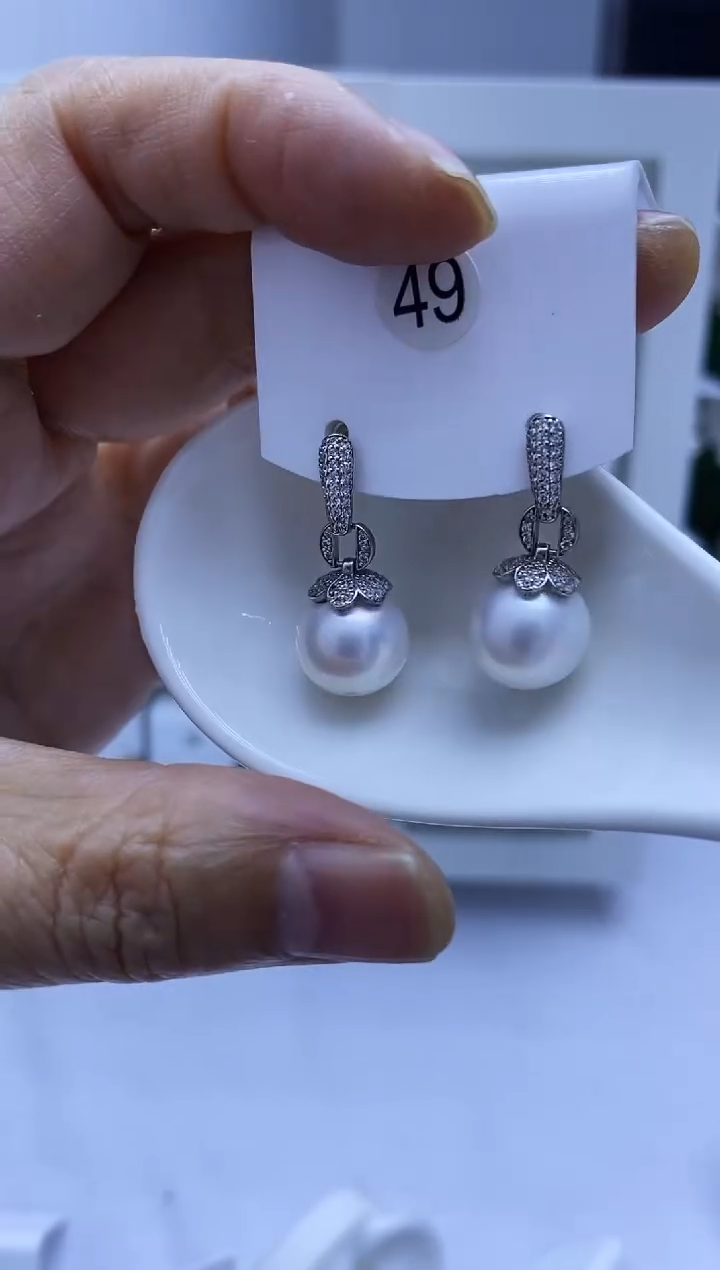 银S925镶嵌耳饰淡水珍珠49