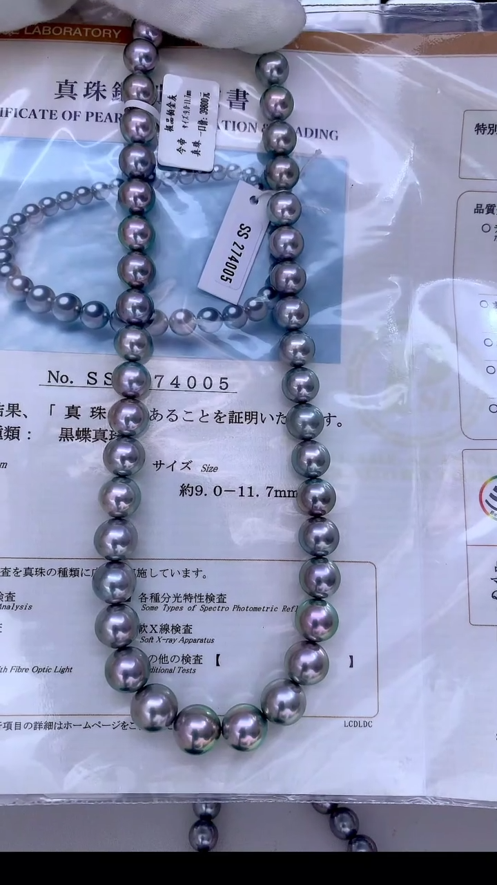 【闪购商品】海水珍珠颈饰未镶嵌铂金灰9-11.7mm