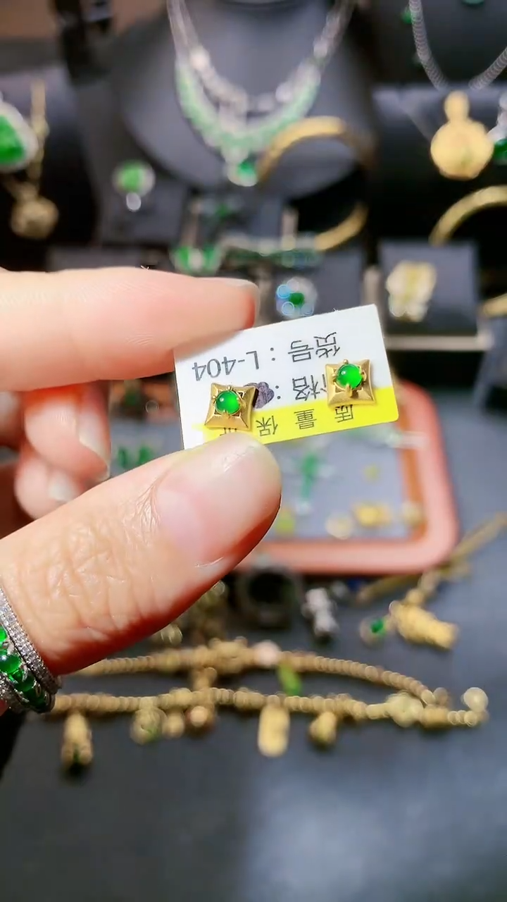 翡翠银S925镶嵌耳饰耳饰