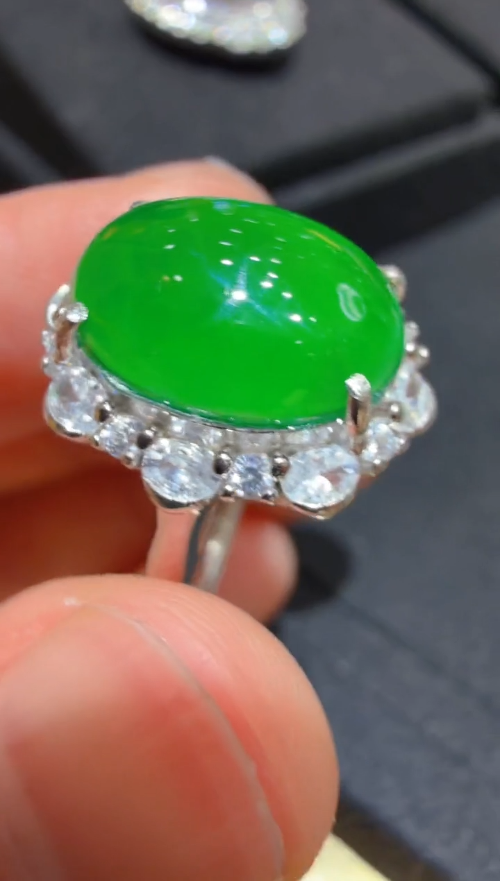 银S925镶嵌戒指翡翠多样性团购发一件