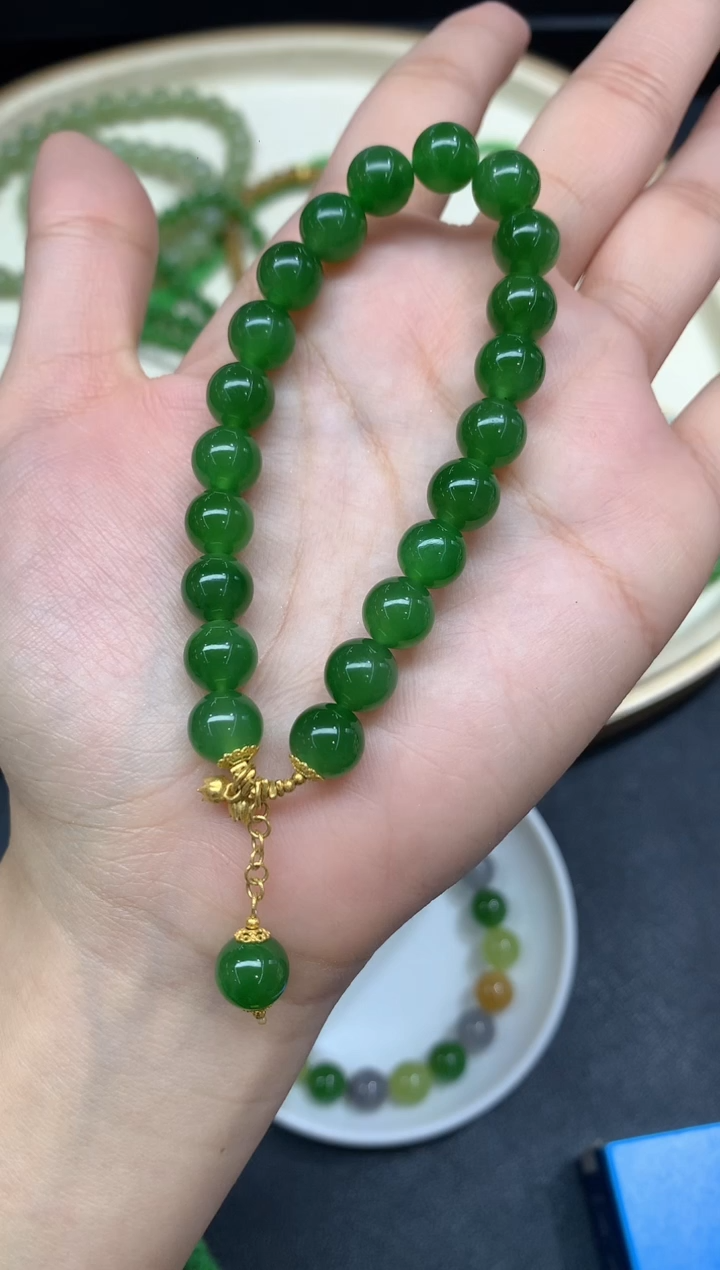 18K金镶嵌手串和田玉手串A3|3980