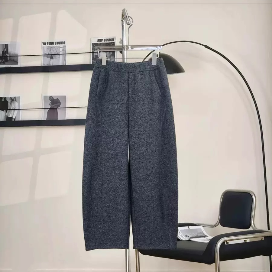 【澳绒弯刀裤】专柜纯色百搭微弹休闲裤加绒森系裤子宽松卫裤保暖