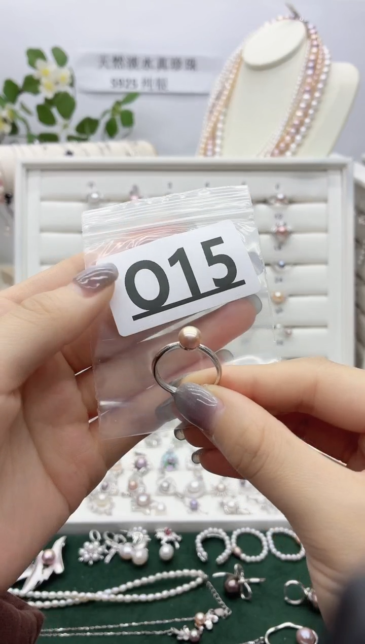 银S925镶嵌珠宝奇石淡水珍珠慕*O15