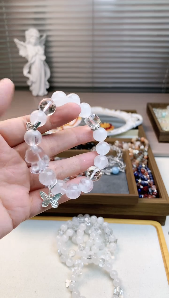 【闪购商品】水晶珠宝半成品未镶嵌白幽灵小熊单圈