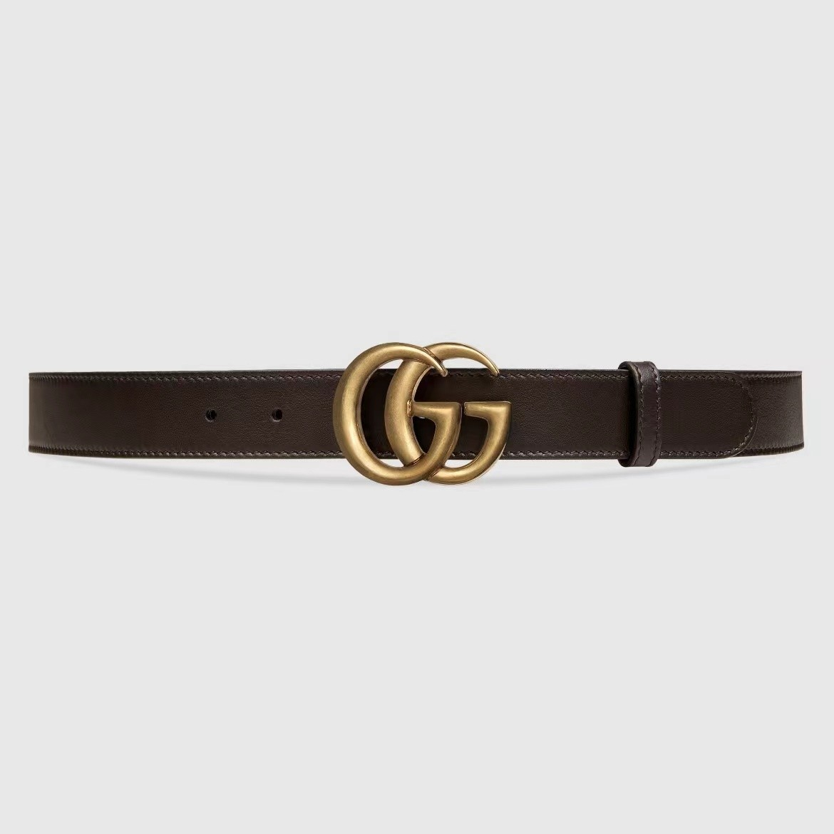 95新 GUCCI/古驰  做旧金标棕色光面腰带 3CM宽 百搭时尚经典休闲