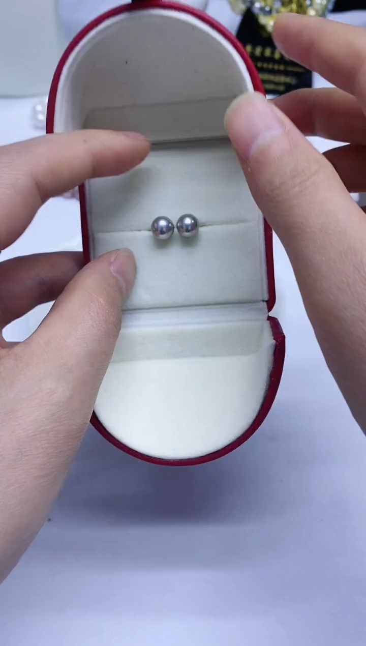 【闪购商品】海水珍珠耳环银S925镶嵌5-6