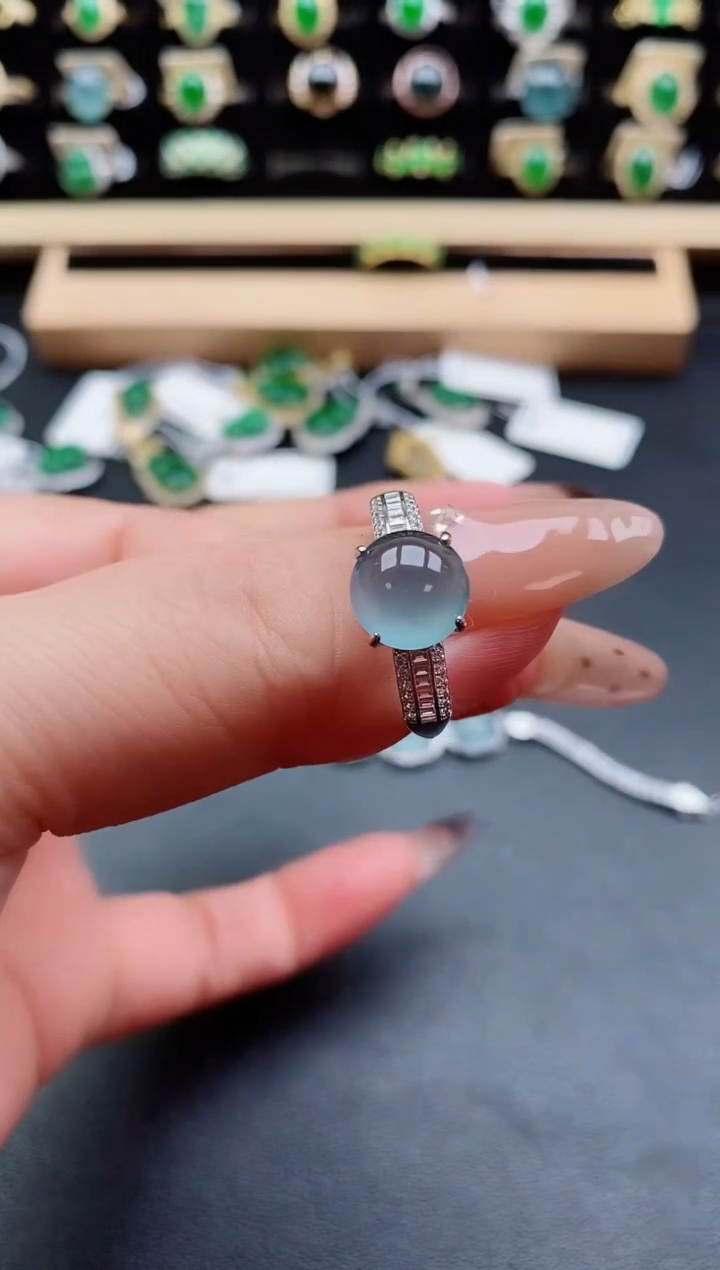 银S925镶嵌戒指翡翠1