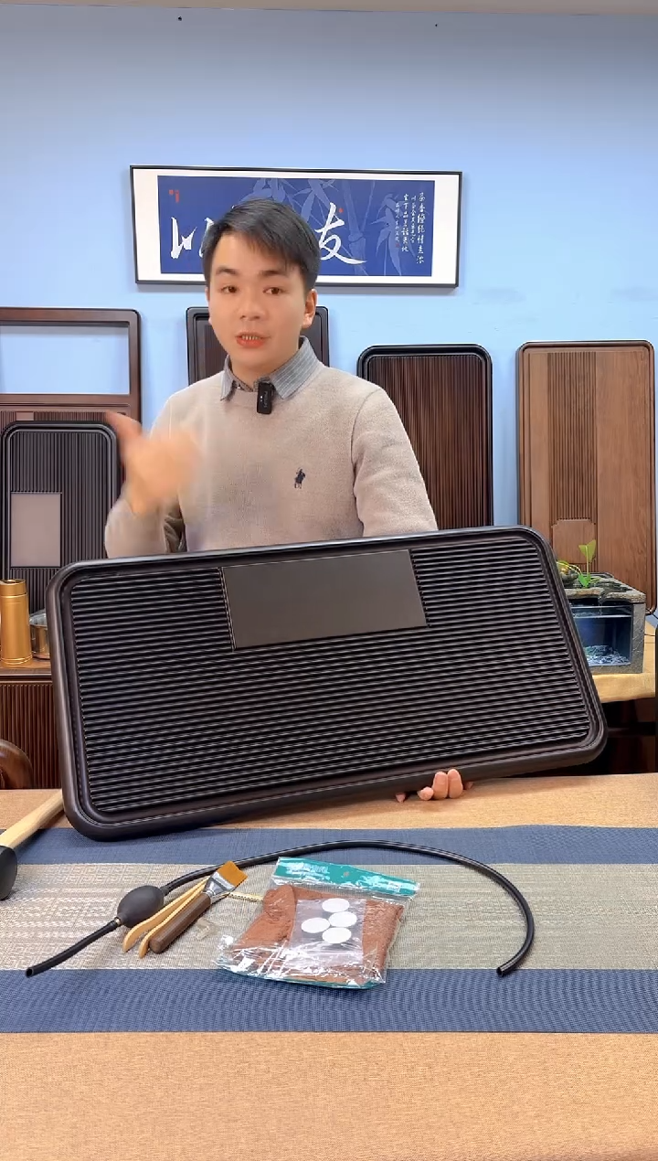 【闪购商品】凌龙黑色款式茶盘80*40*4