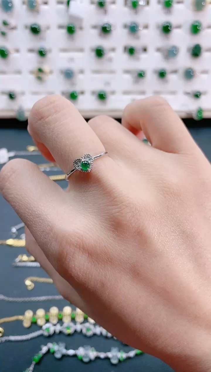 【闪购商品】翡翠戒指银S925镶嵌天然翡翠