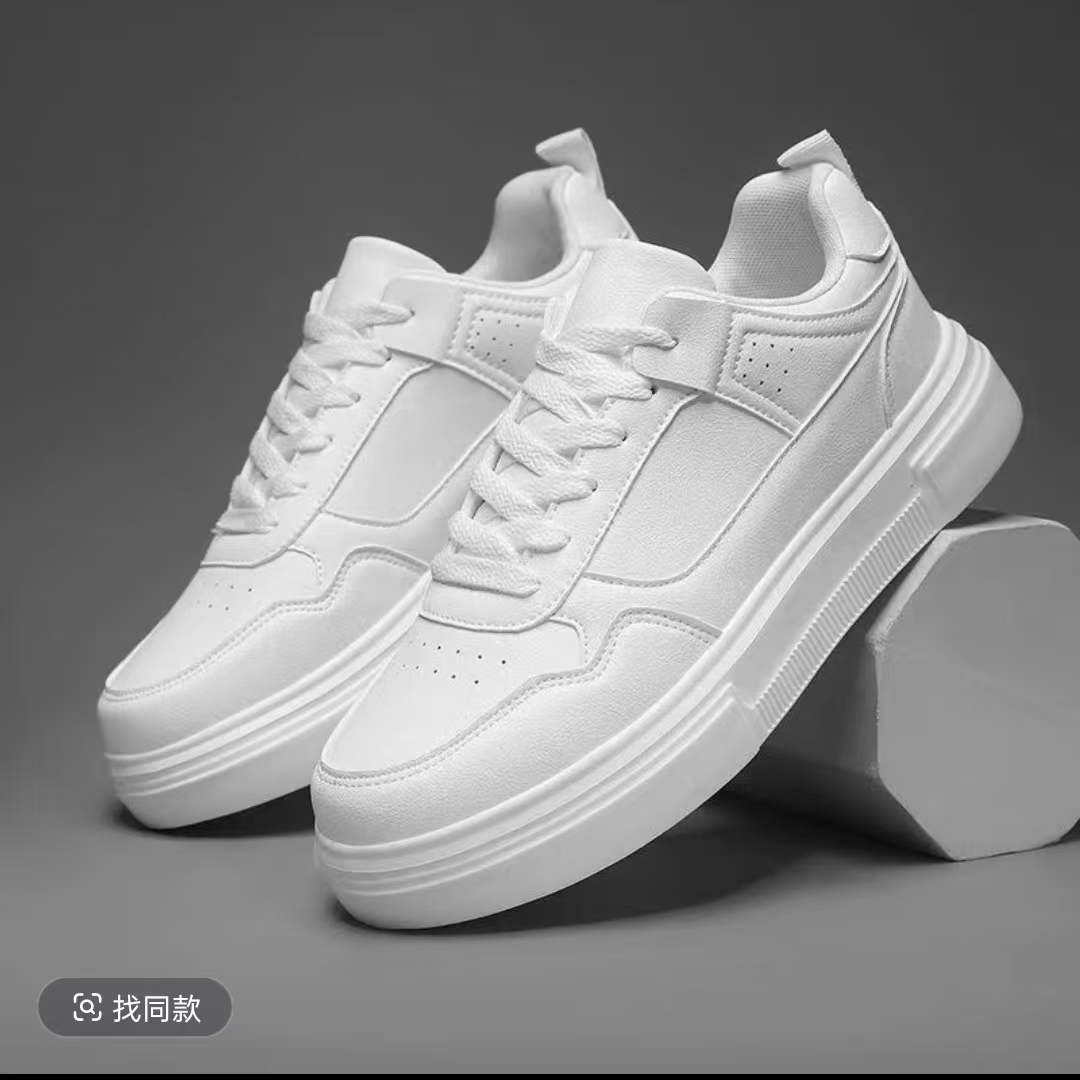 白色平跟圆头透气耐磨低帮潮流百搭休闲板鞋