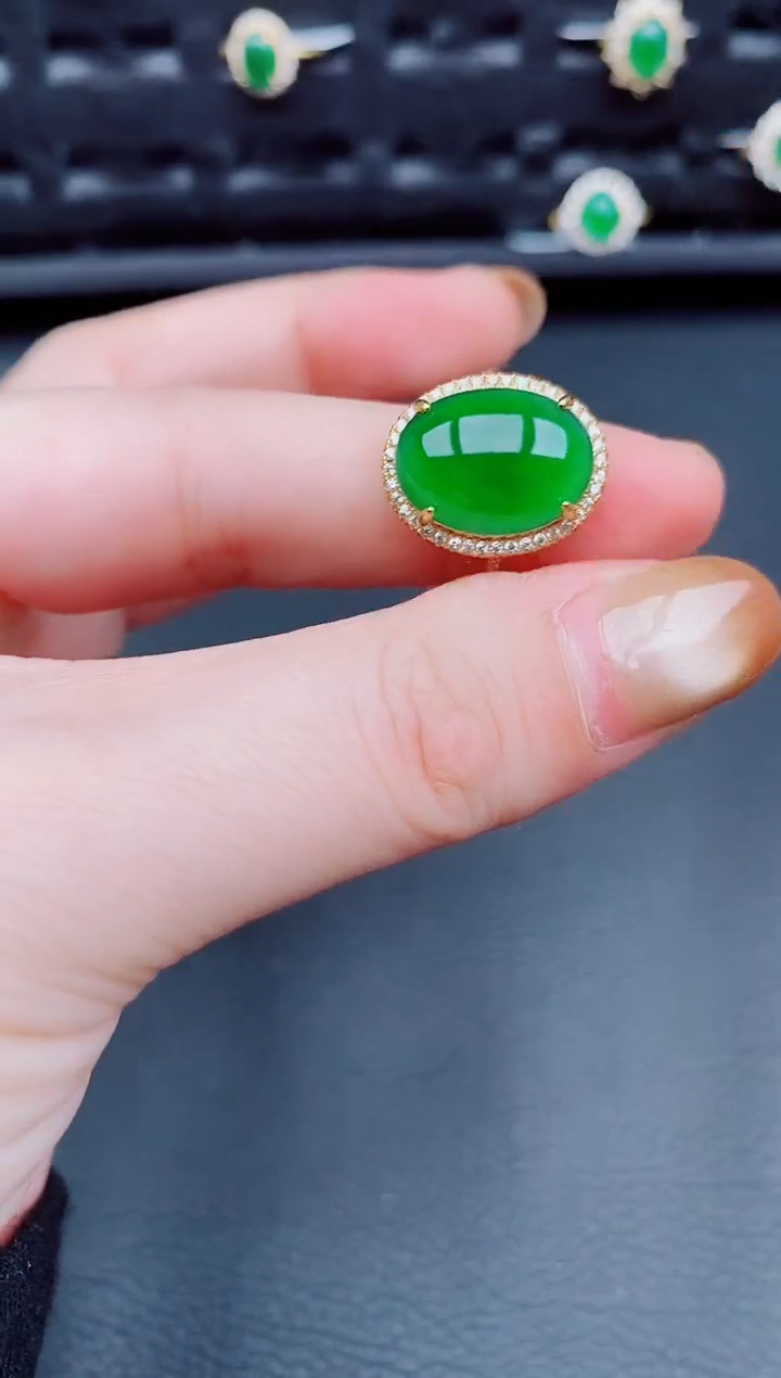 【闪购商品】翡翠戒指银S925镶嵌天然a货翡翠267