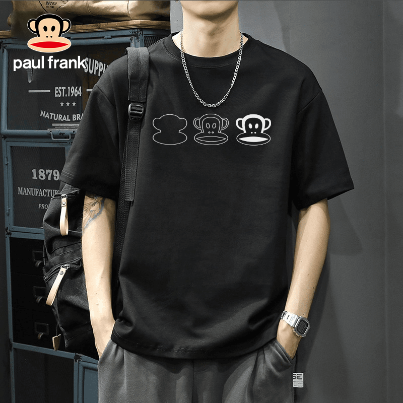 paul frank/大嘴猴美式重磅短袖男夏季潮流上衣宽松正肩半袖t恤B