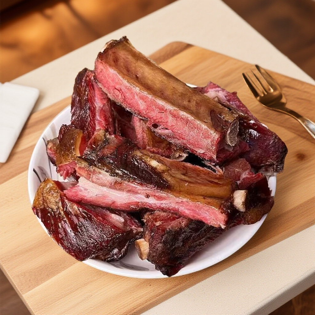 传统2斤柴火烟熏腊排骨传统工艺土猪熏制默认切断发货