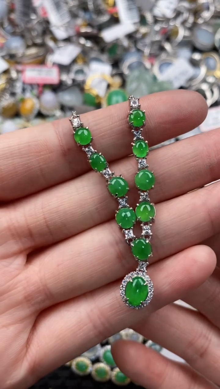 银S925镶嵌戒指翡翠999    2