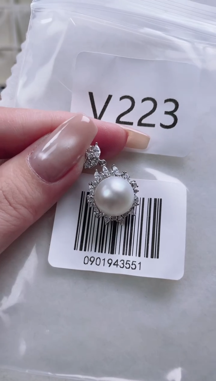 银S925镶嵌海水珍珠吊坠V223