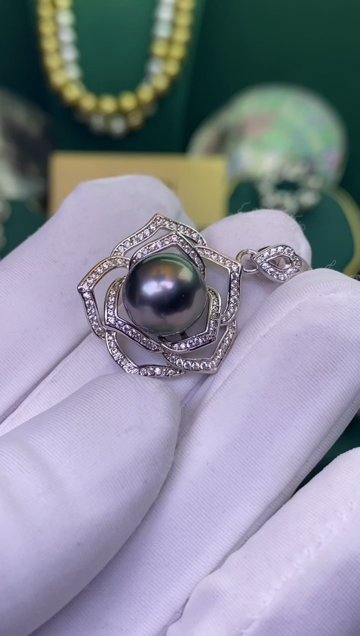 海水珍珠银S925镶嵌颈饰1