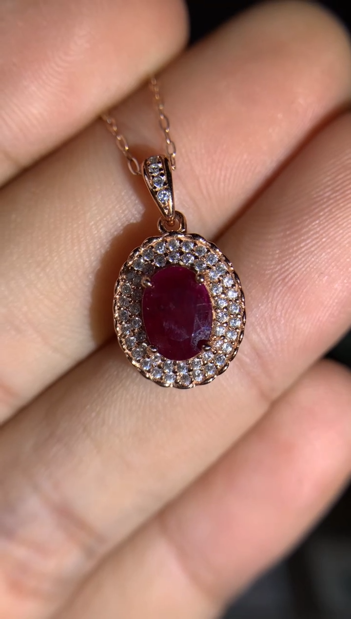 【闪购商品】红宝石吊坠银S925镶嵌吊坠