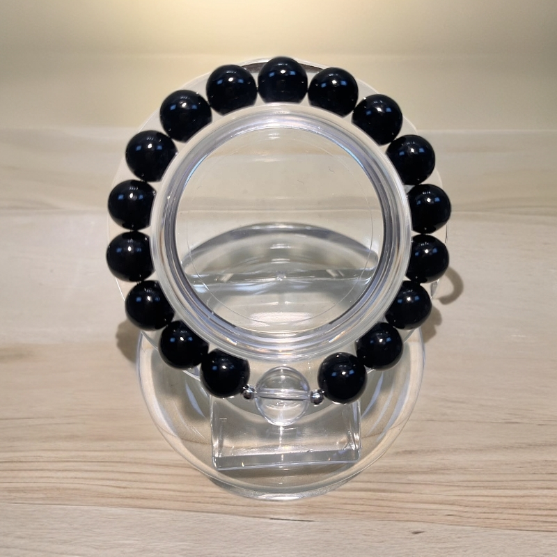 天然老矿黑碧玺男女守护手链H0038百搭黑色素圈