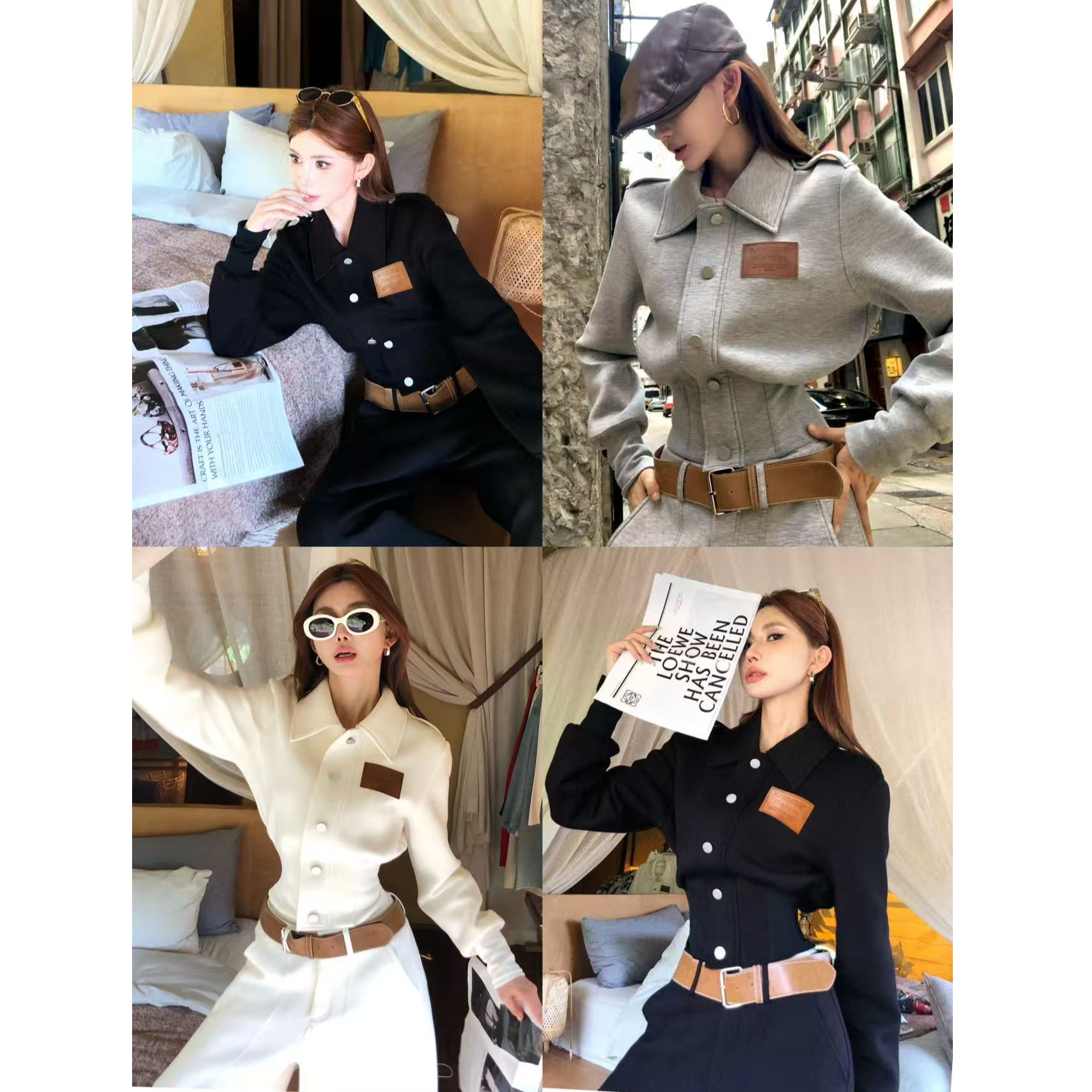 LI婉君【超模腰lulu】秋季收腰衬衫领长袖短外套LWJ25C3C2918