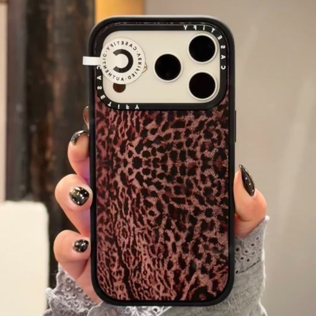 CASE磨砂棕豹纹17系列镜面16promax适用iphone15pro保护套131411