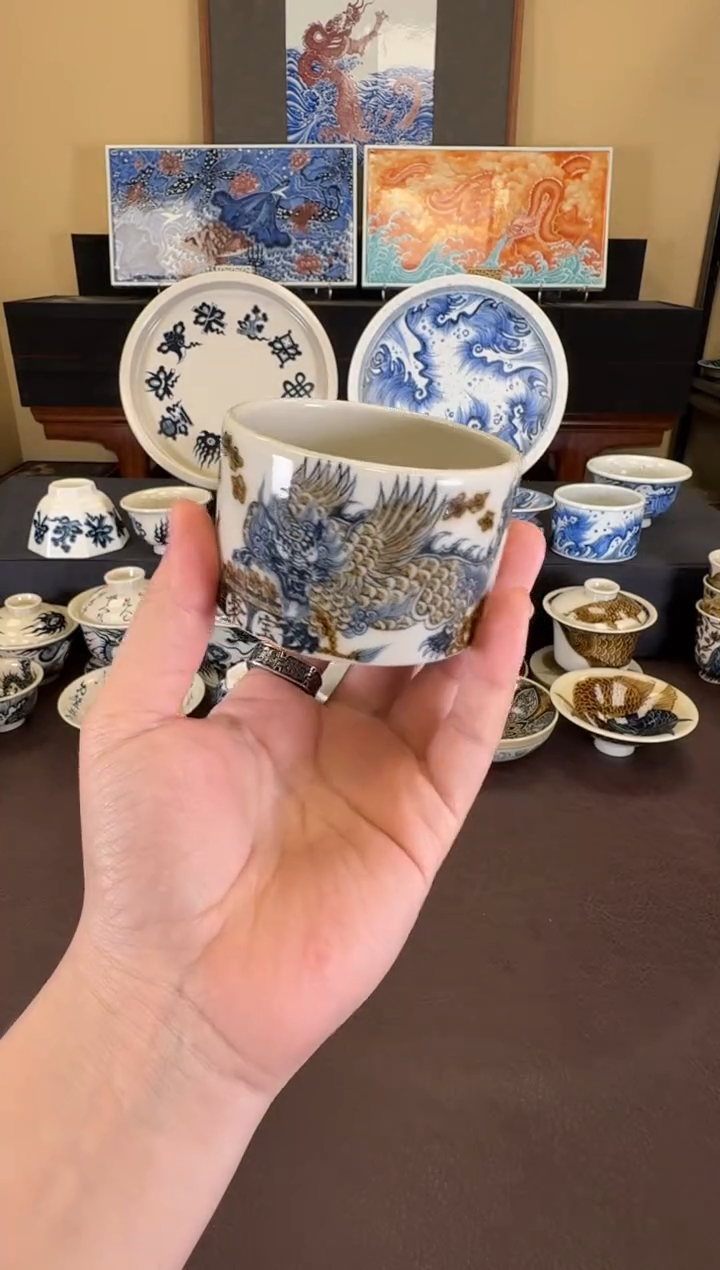 二号釉貔貅纹扳指杯
