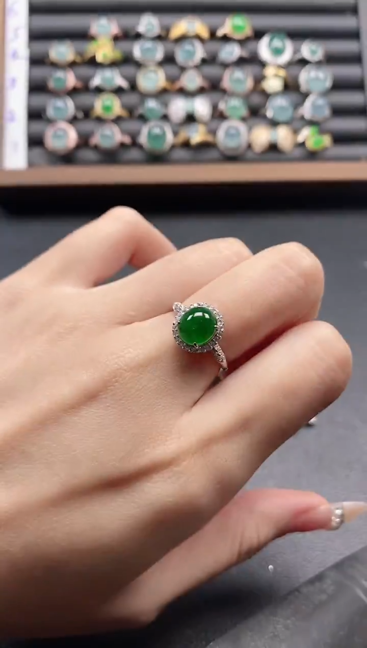 银S925镶嵌戒指翡翠51151