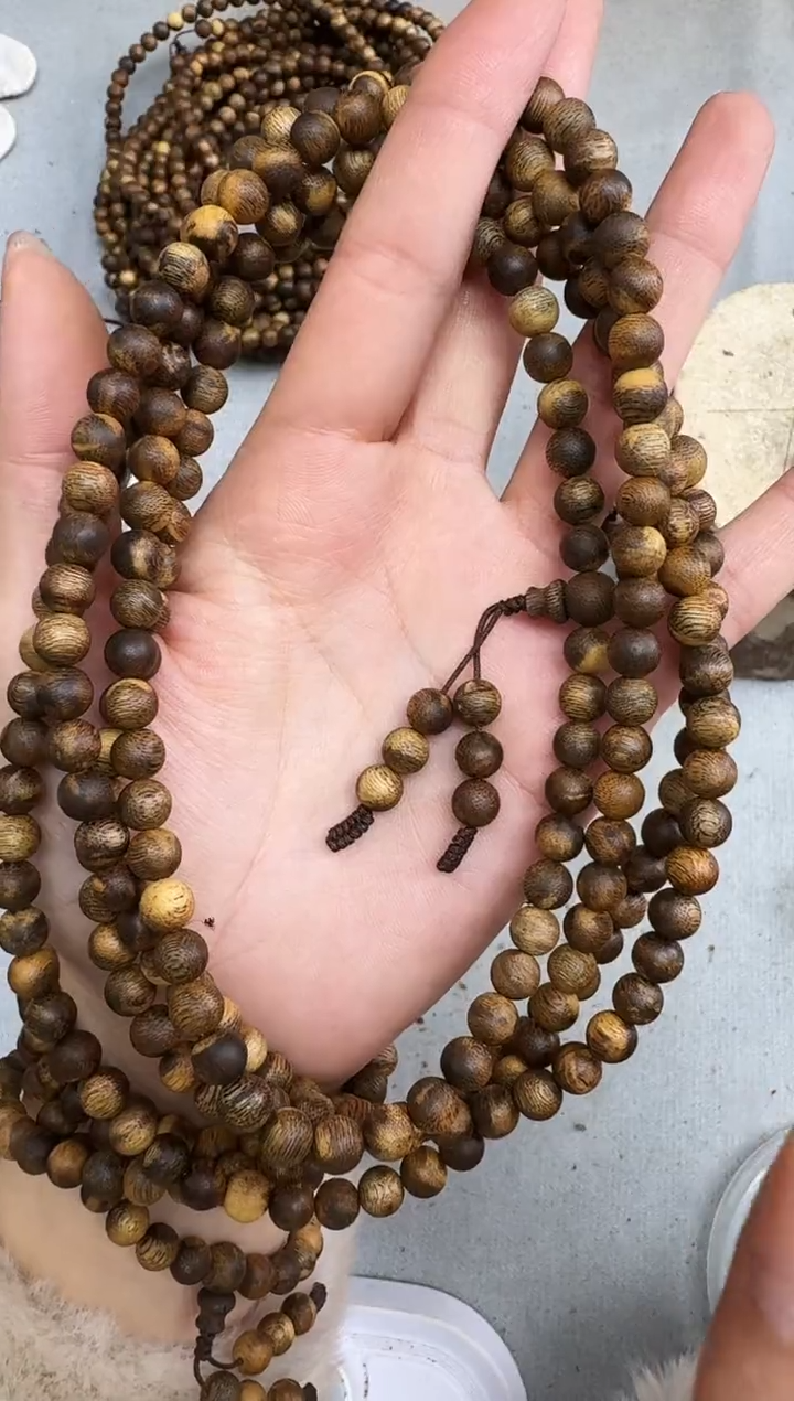 沉香手串0714虎斑棋圆珠多圈多样性发一