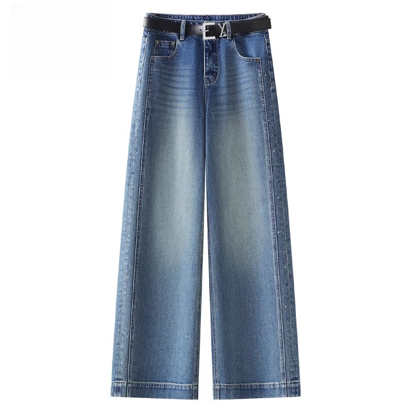 直筒牛仔裤女2025春季新款美式高街宽松爆款裤子春款高腰阔腿长裤