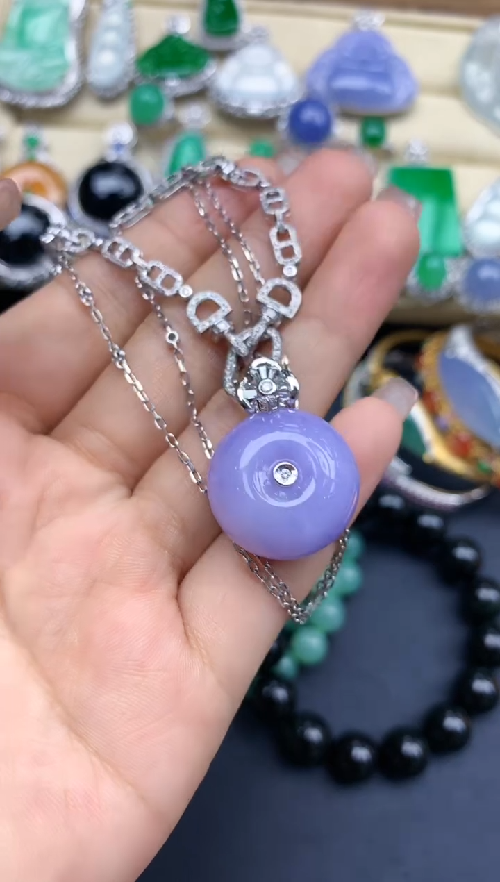 颈饰18K金镶嵌翡翠357-中国好珍宝