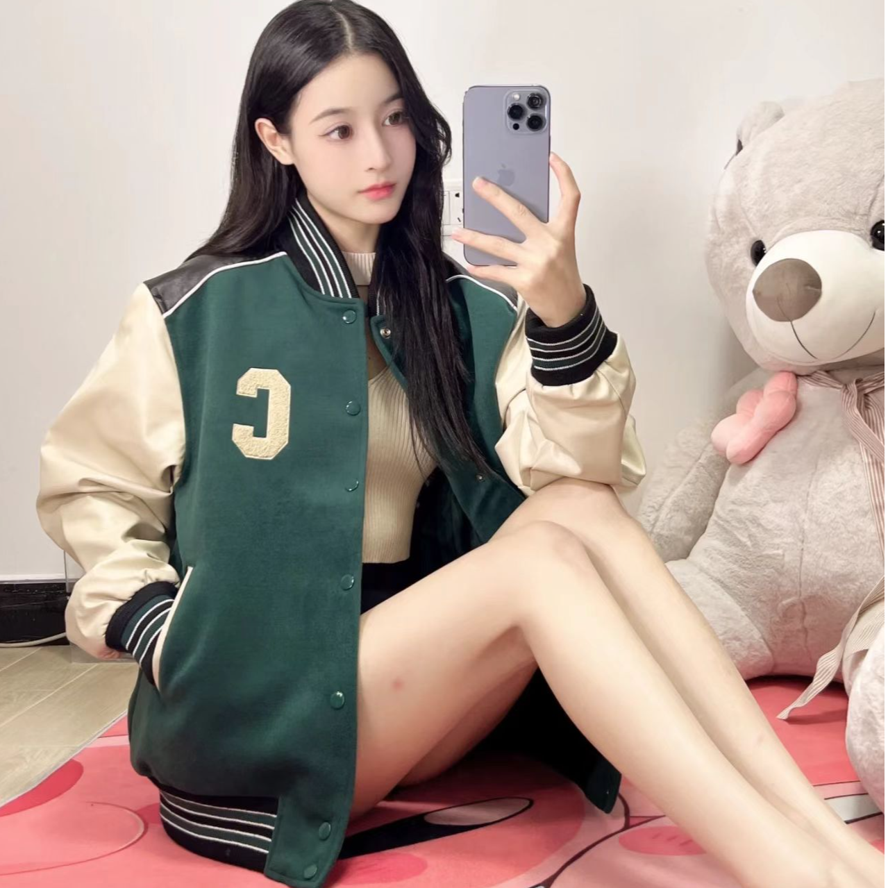 未使用 Celine/思琳 Celine 绿色字母logo拼接长袖夹克外套44