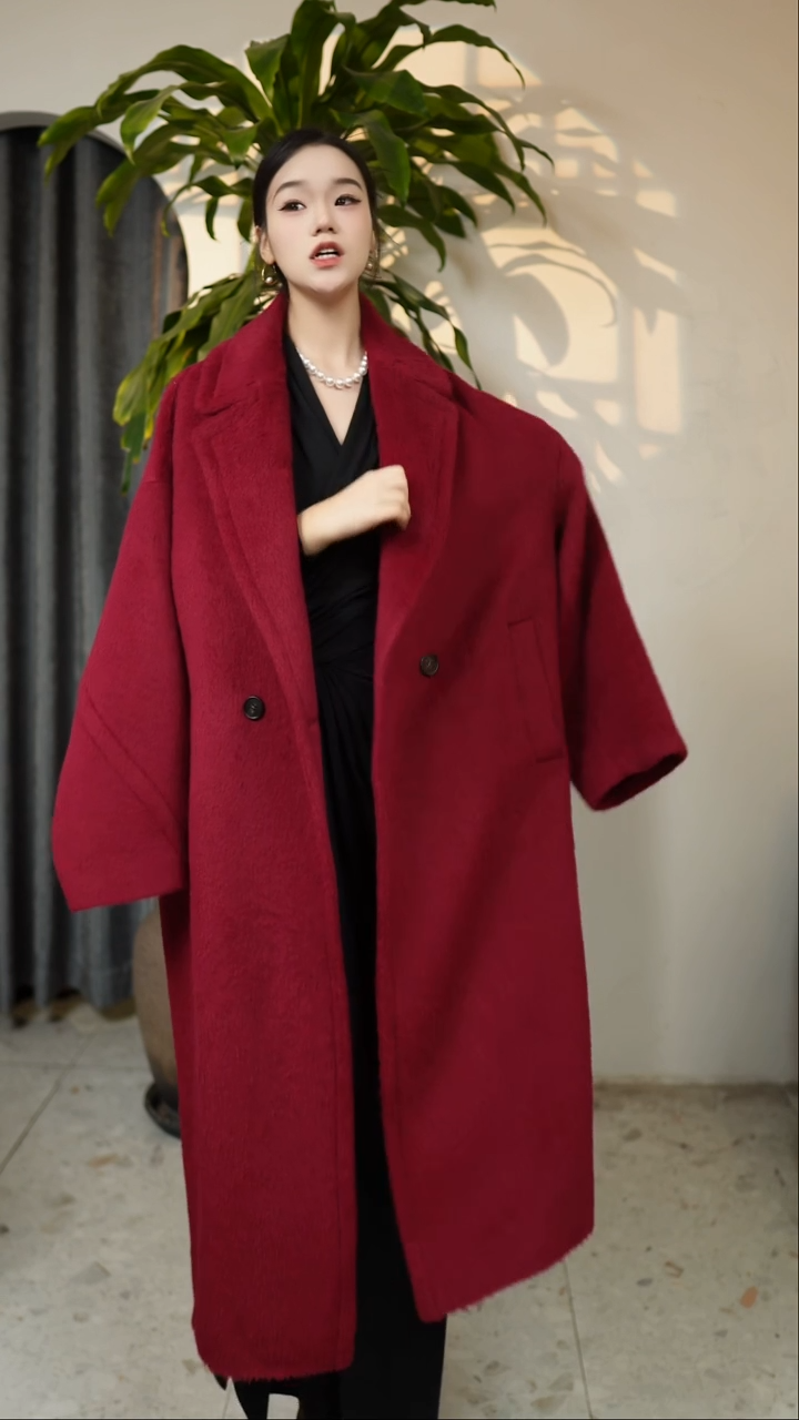 酒红色68苏丽阔版大衣 M 
